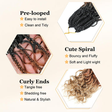 YEWELL Diosa BoxCrochet, 9 paquetes para volumen y densidad