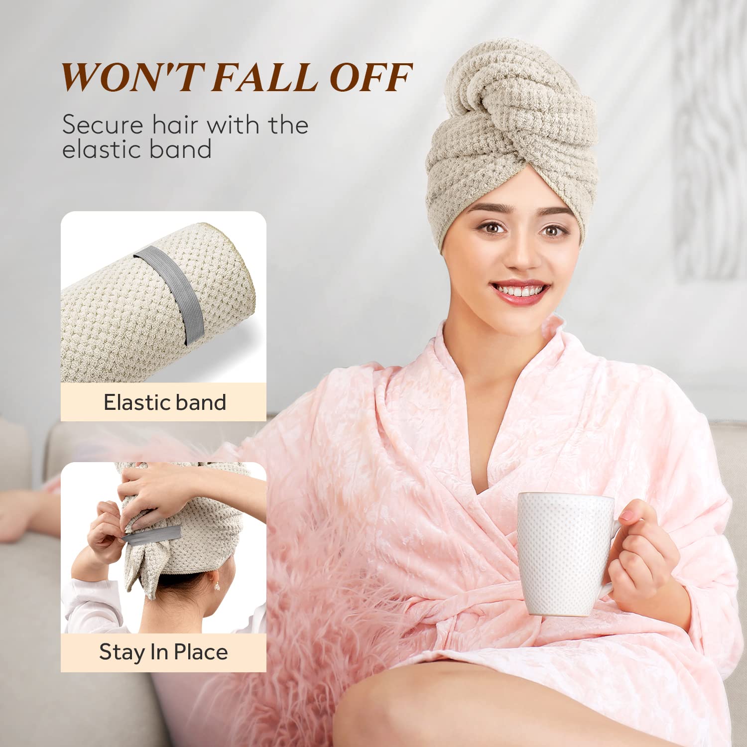 Toalla YFONG de microfibra, alta absorción para cabello mojado.