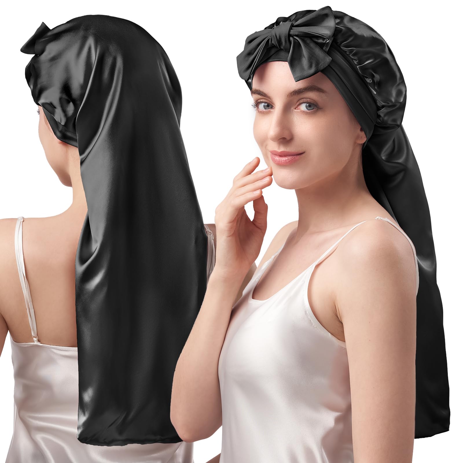 YFONG bonnetsoie double-face vue de face, douceur nocturne pour cheveux