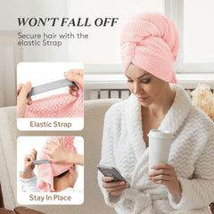 Detalle delástico del turbante YFONG en rosa.