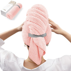 Toalla de cabello YFONG de microfibra rosa, absorbente para secado rápido.