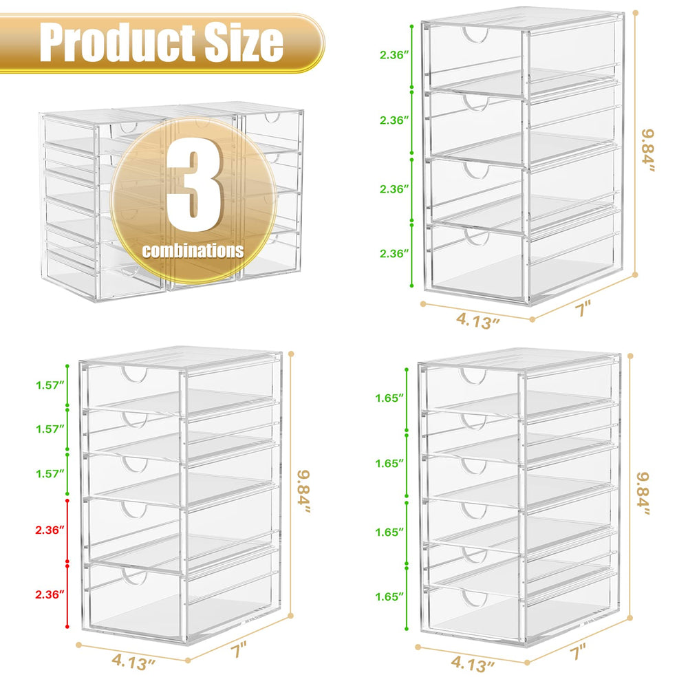 YFXCVSL organizador joyas acrílico con cajones, perfecto para accesorios pequeños.