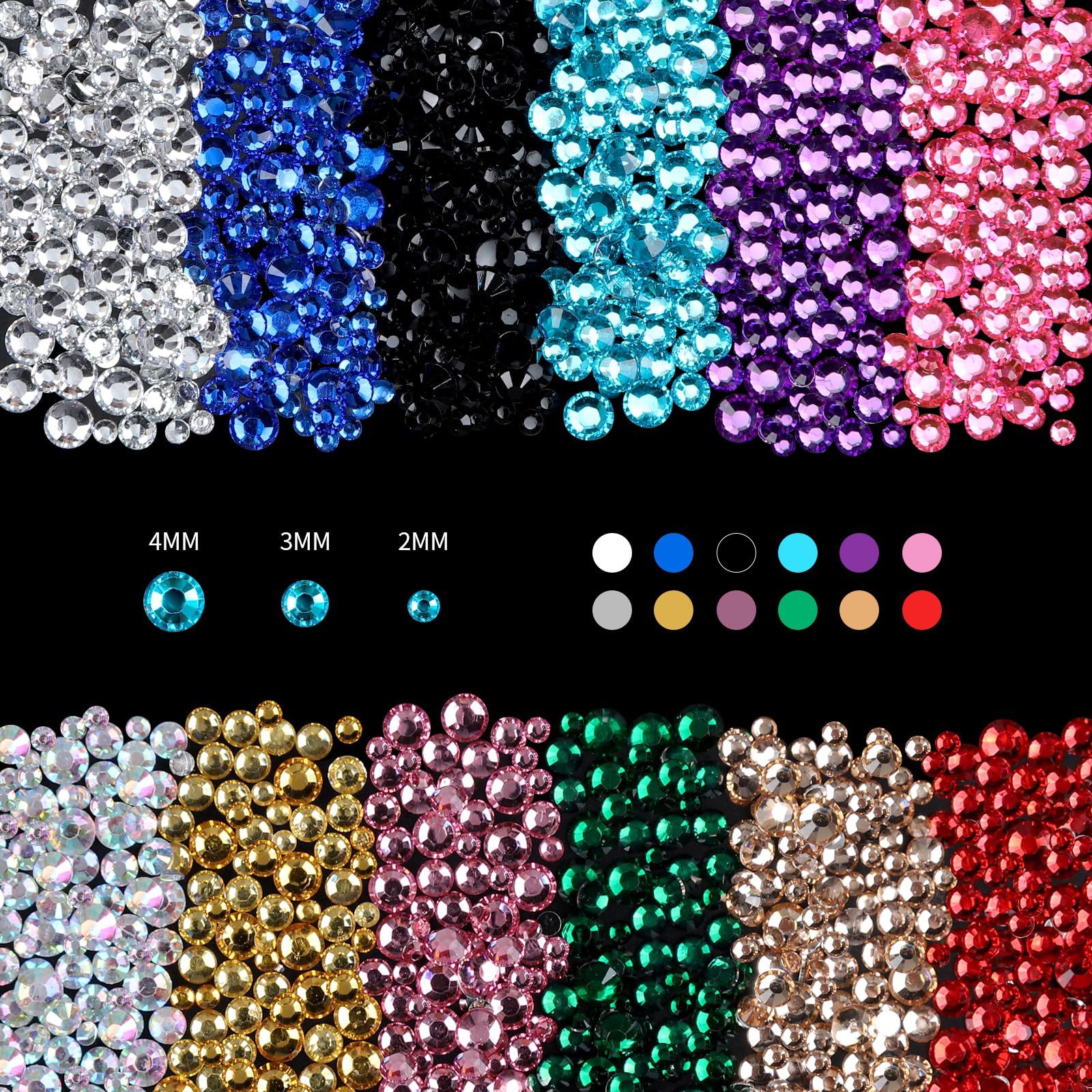 Diseños creativos para uñas, maquillaje y manualidades con gemas YGDZ.
