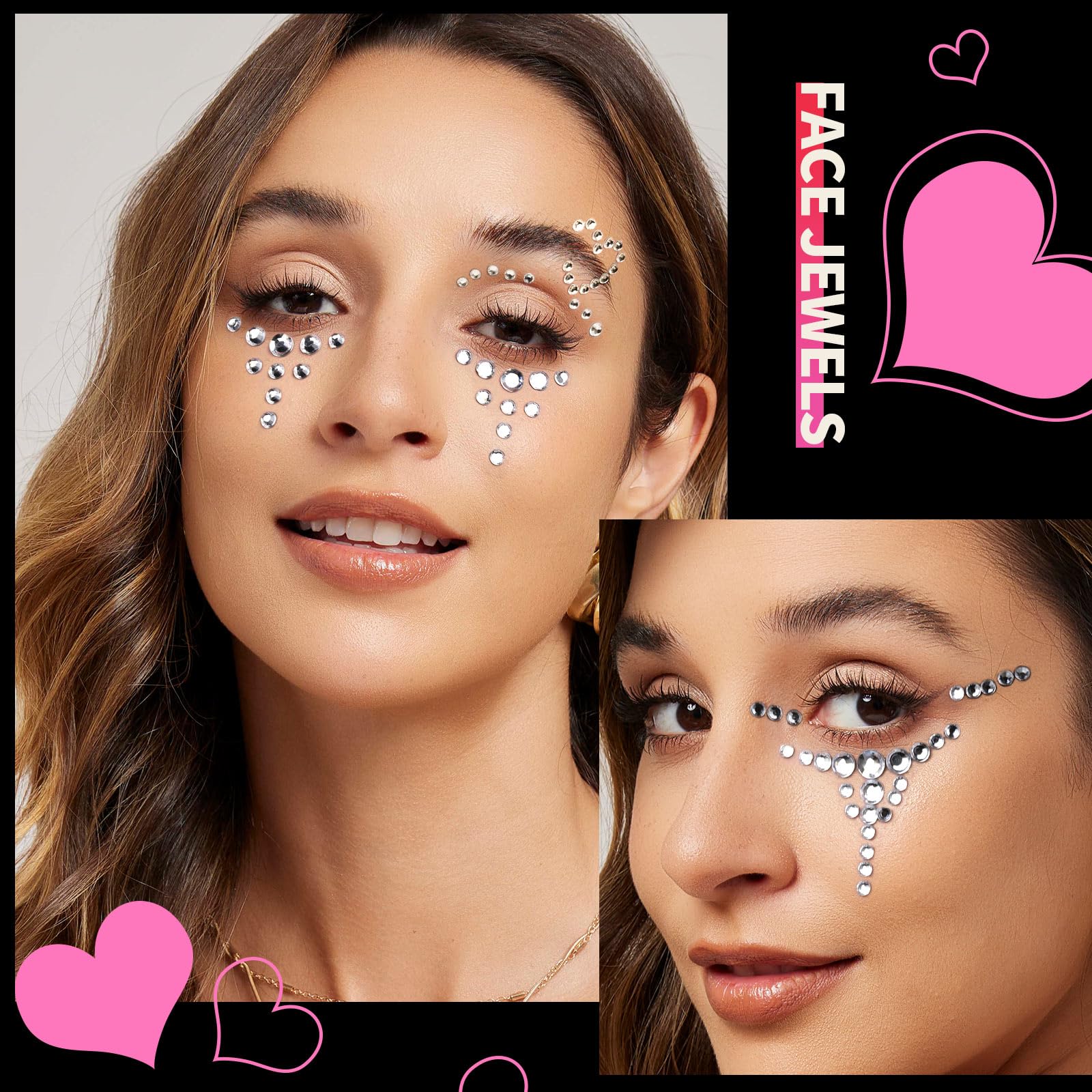 YGDZ joyas faciales piedras blancas, versátiles para cara y cabello.