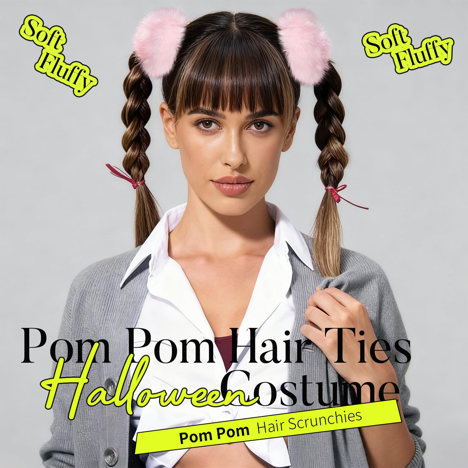 YGDZ lazo pompón rosado para cabello fino con agarre suave.