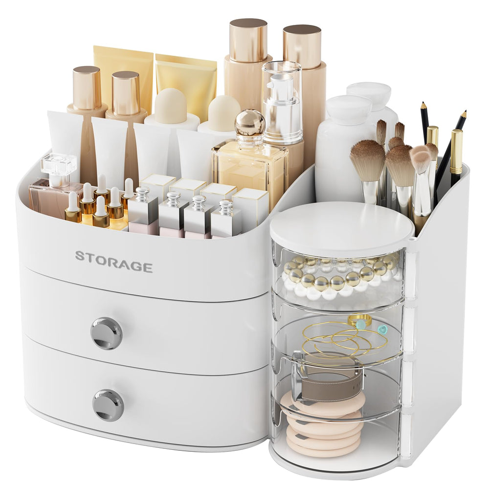 YGJT organisteur maquillage blanc avec 2 tiroirs pour rangement optimal