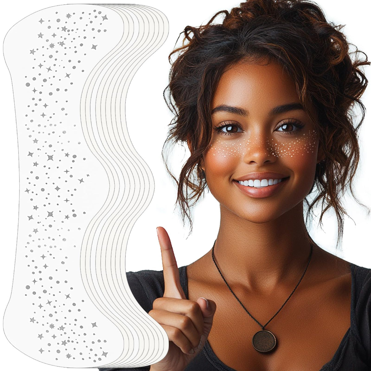 YGQQOY pecas brillantes para la cara, paquete de 10, listas para usar