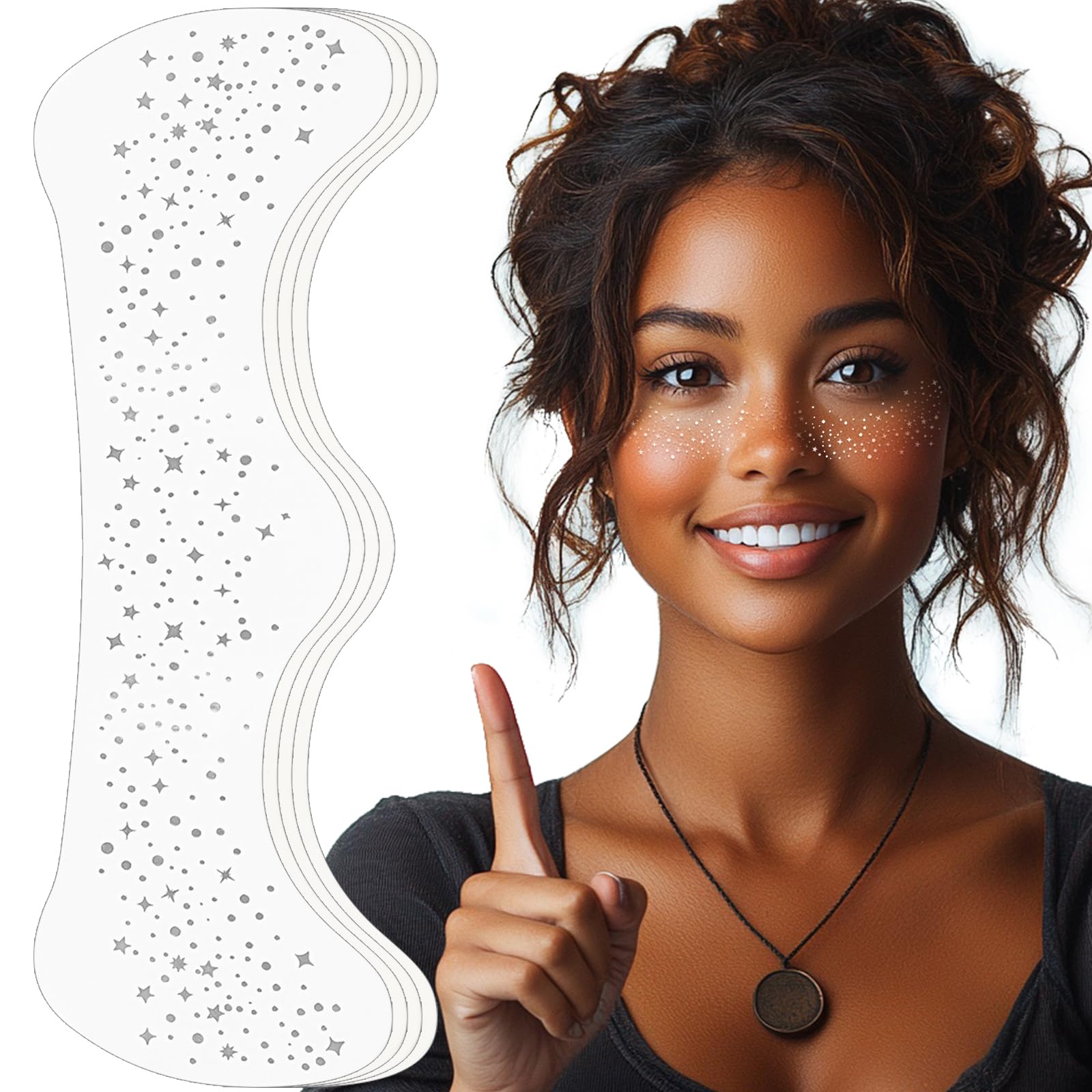 Parche de pecas de YGQQOY con purpurina plateada para un estilo radiante.