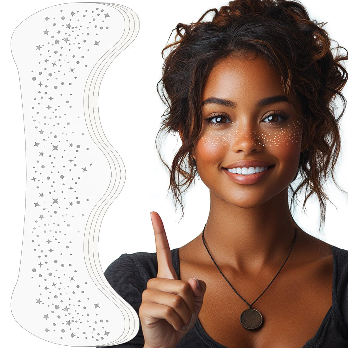 Parche de pecas de YGQQOY con purpurina plateada para un estilo radiante.