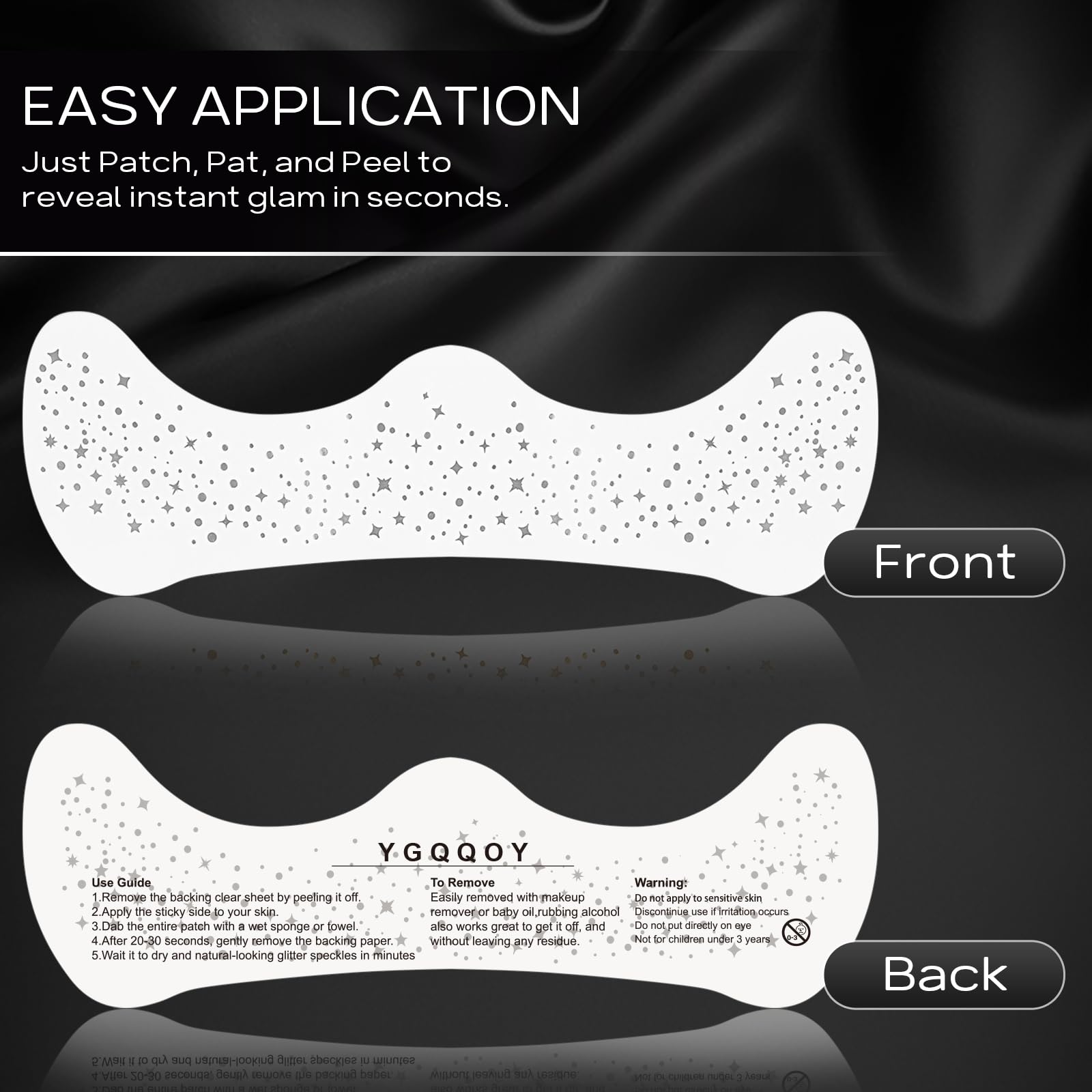 YGQQOY pecas brillantes plateadas para la cara, acabado natural