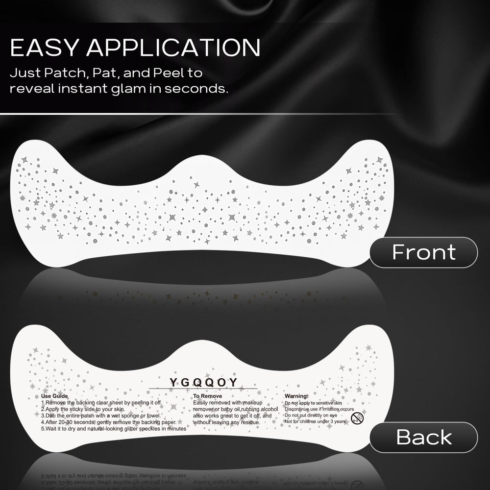 Parche de pecas faciales de YGQQOY con purpurina plateada para realzar el maquillaje.