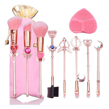Yi-gog conjunto de brochas Sailor Moon con mango dorado para aplicación suave y uniforme