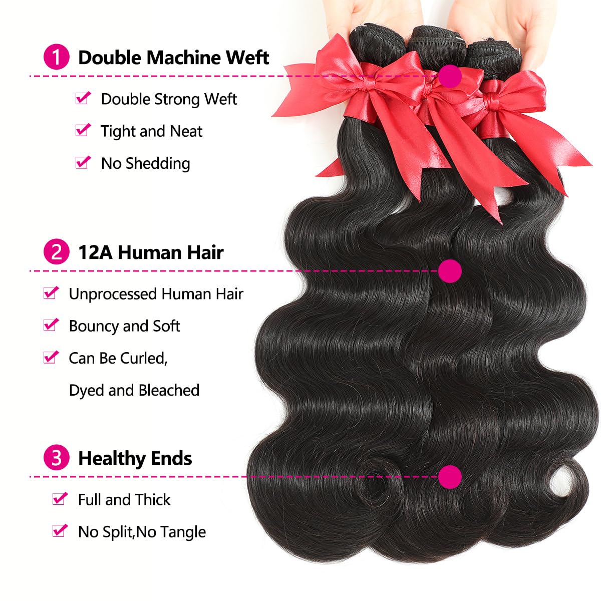 YIBUSI haz de cabello ondulado, flexibilidad para peinados