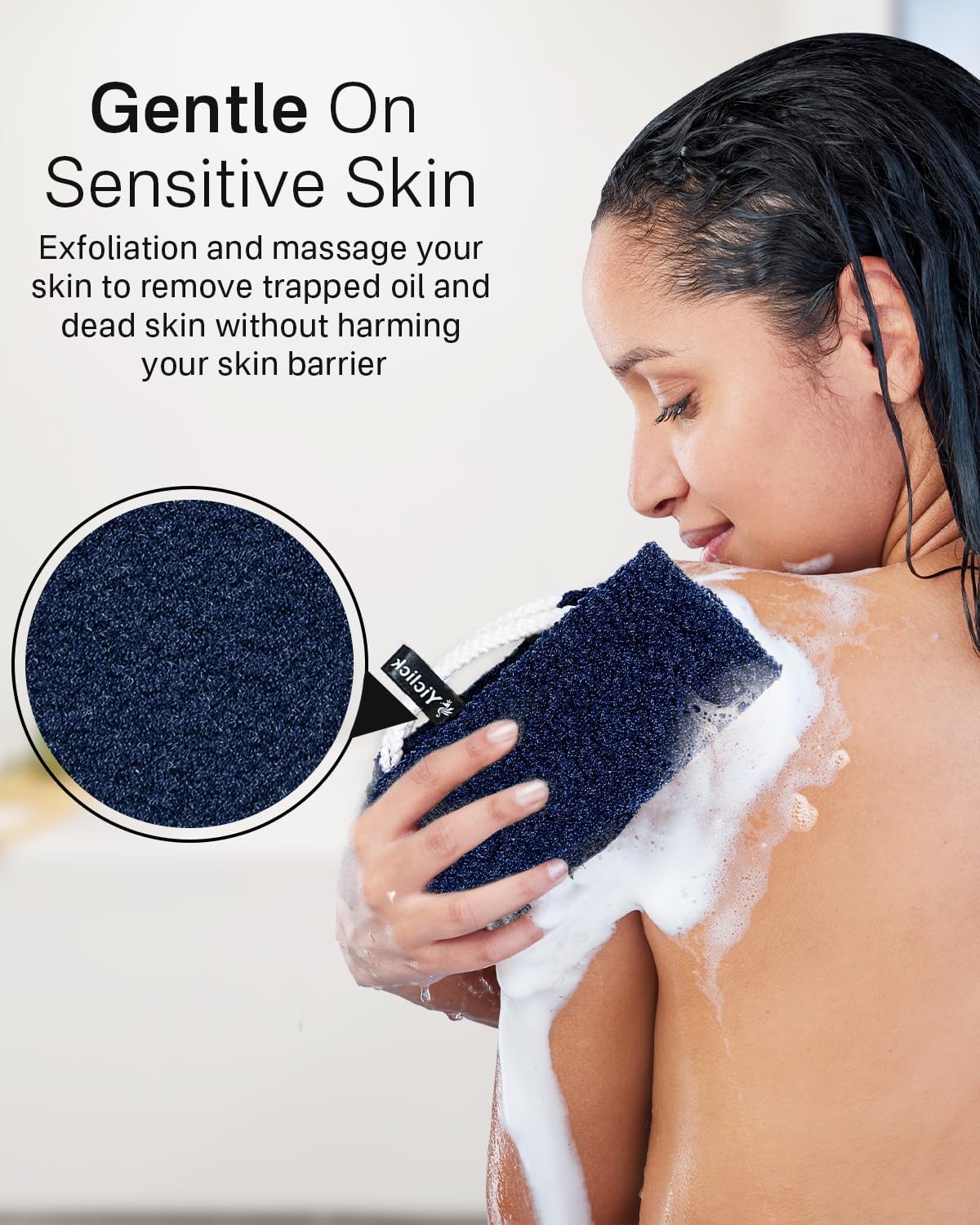 Yiclick agarre ergonómico permite controlar la presión durante el exfoliado.