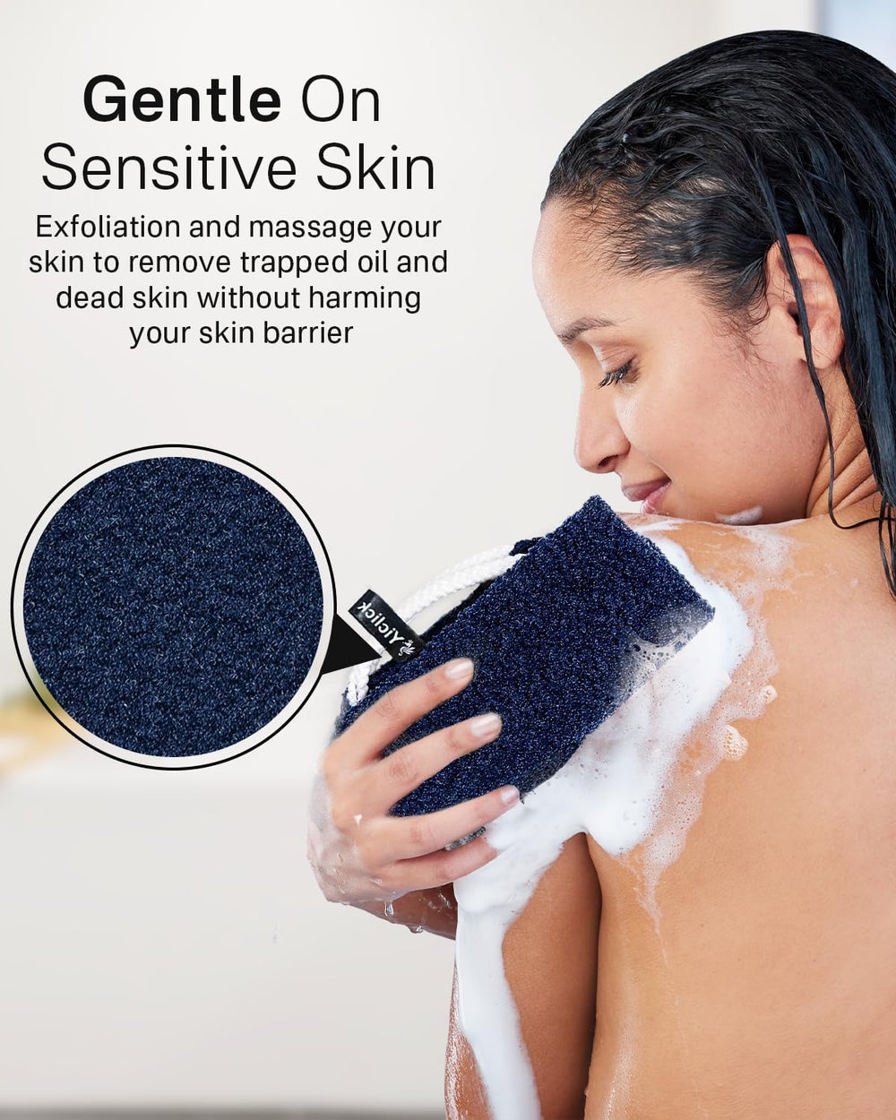 Yiclick agarre ergonómico permite controlar la presión durante el exfoliado.