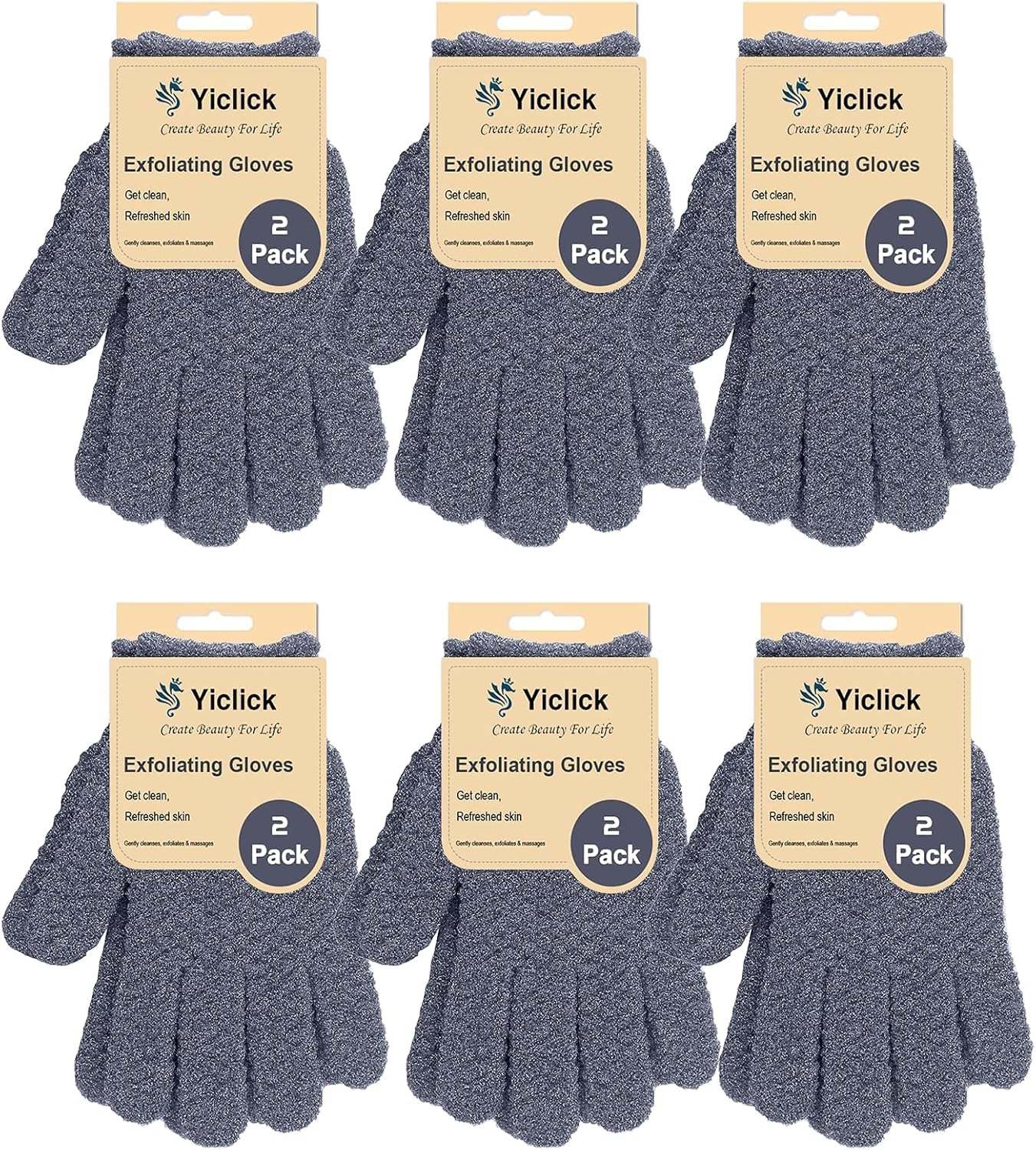 Guantes exfoliantes Yiclick de 12 piezas para exfoliar el cuerpo.