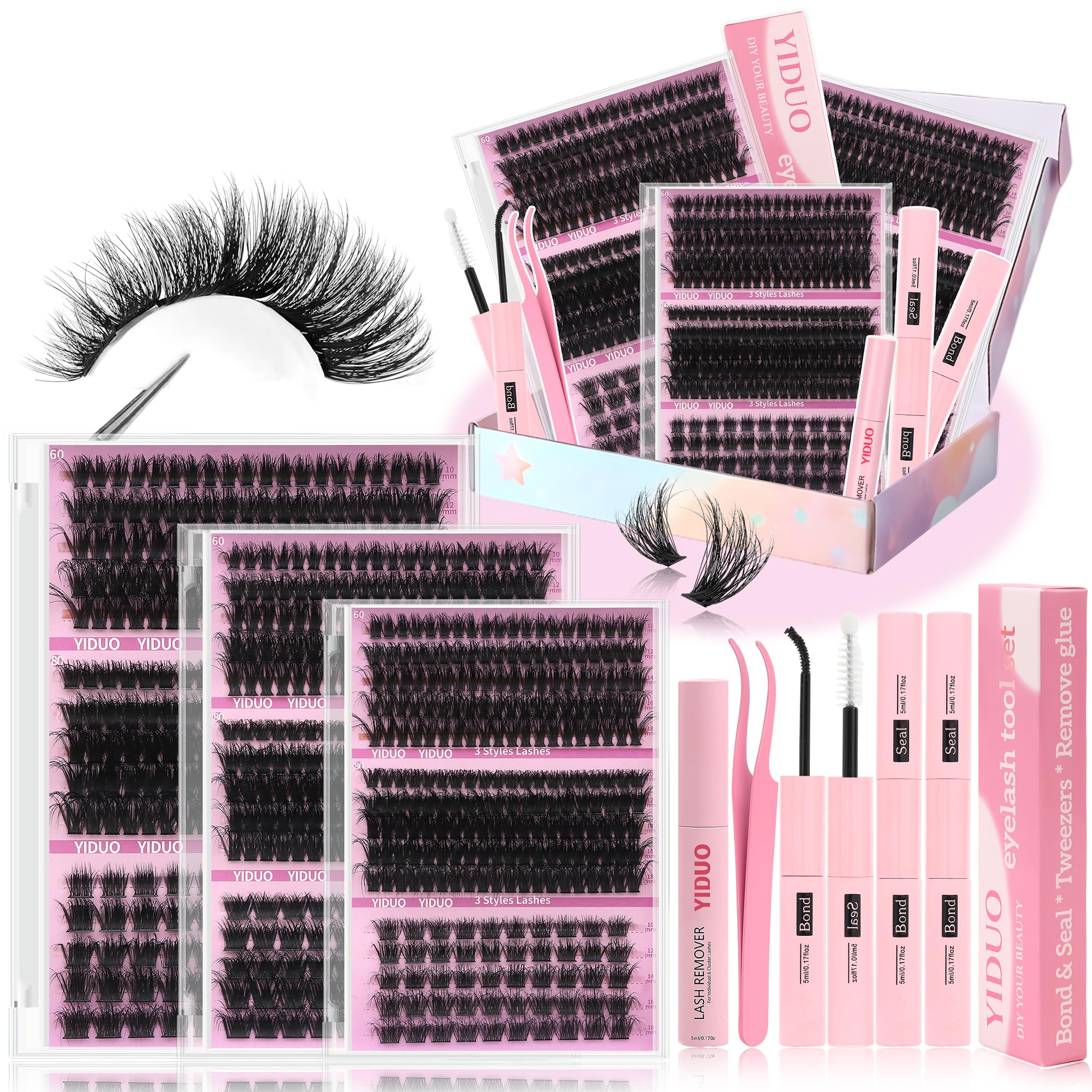 Kit YIDUO de pestañas clúster volumen 770 unidades para usos diarios