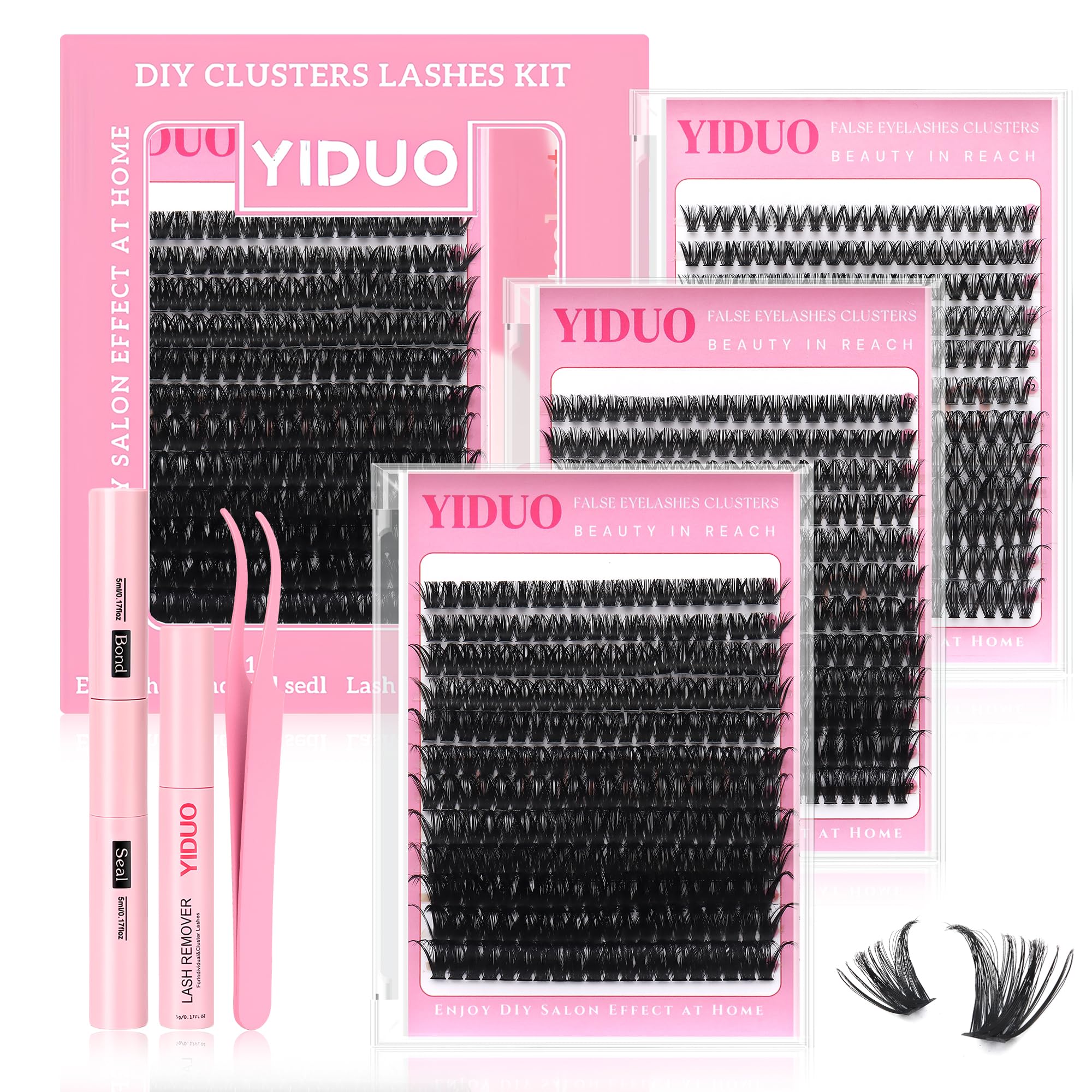 Pestañas YIDUO en racimos 40D para look natural y ligero.