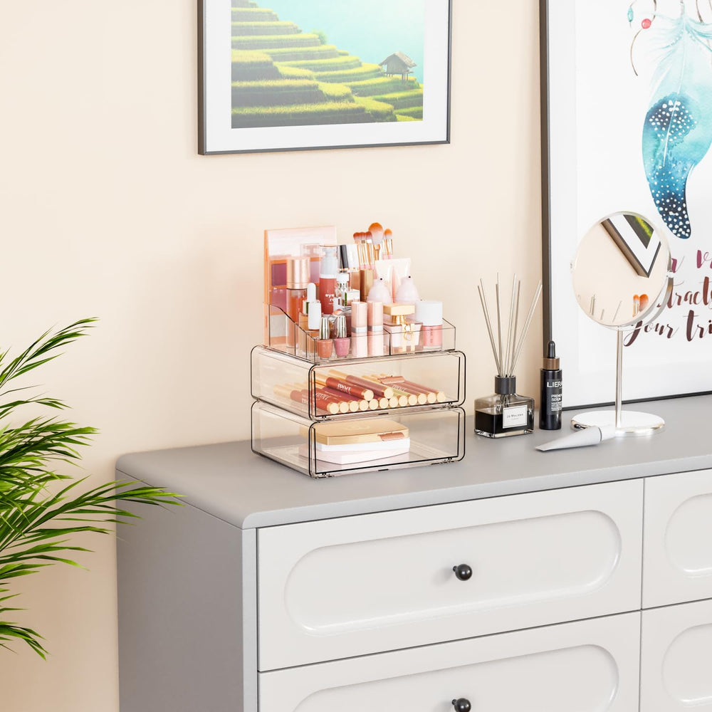 Yieach con dos cajones grandes para productos de cuidado y maquillaje.