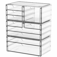 Yieach organizador de cajones transparentes de 3-pack para tocador ordenado