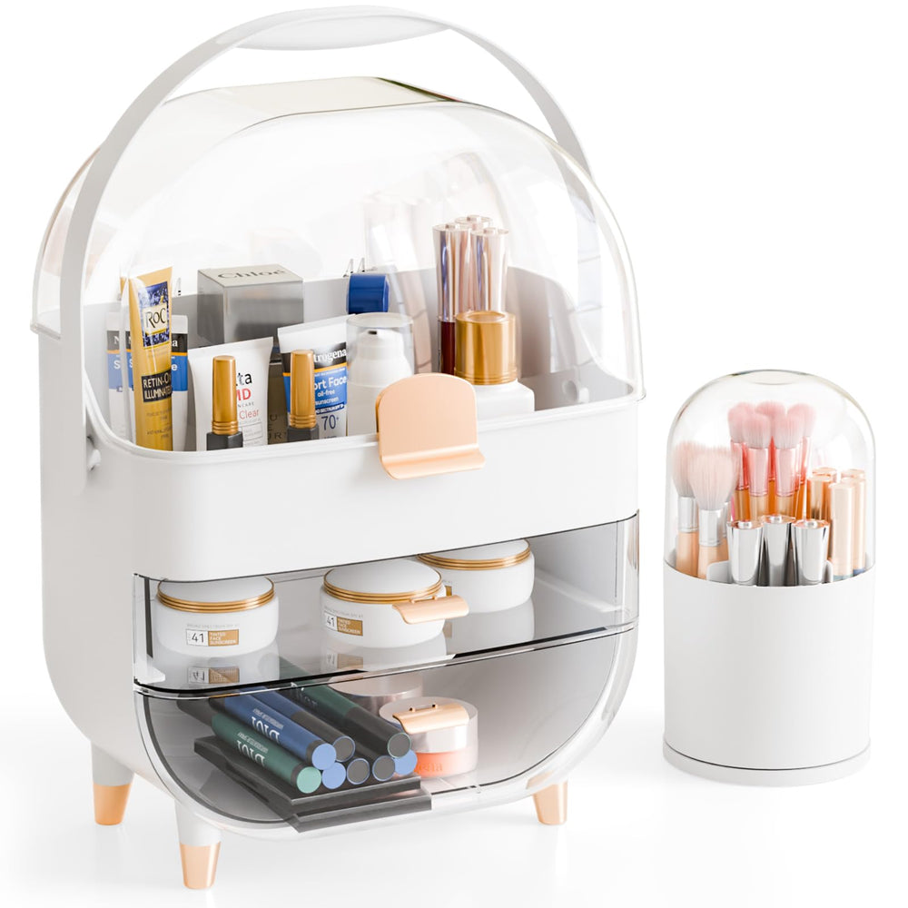 Yieach organizador maquillaje frontal con cubierta transparente para exhibir productos