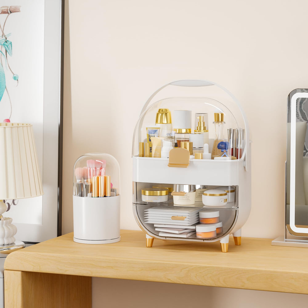 Yieach organizador tocador con bandeja para cepillos y accesorios