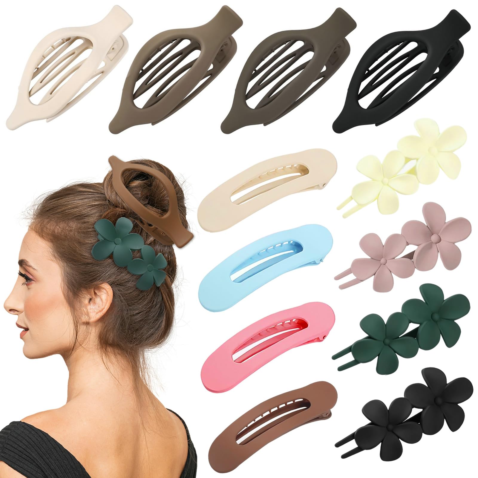 YINGFENG clip planas multicolor con agarre firme para todo tipo de cabello.