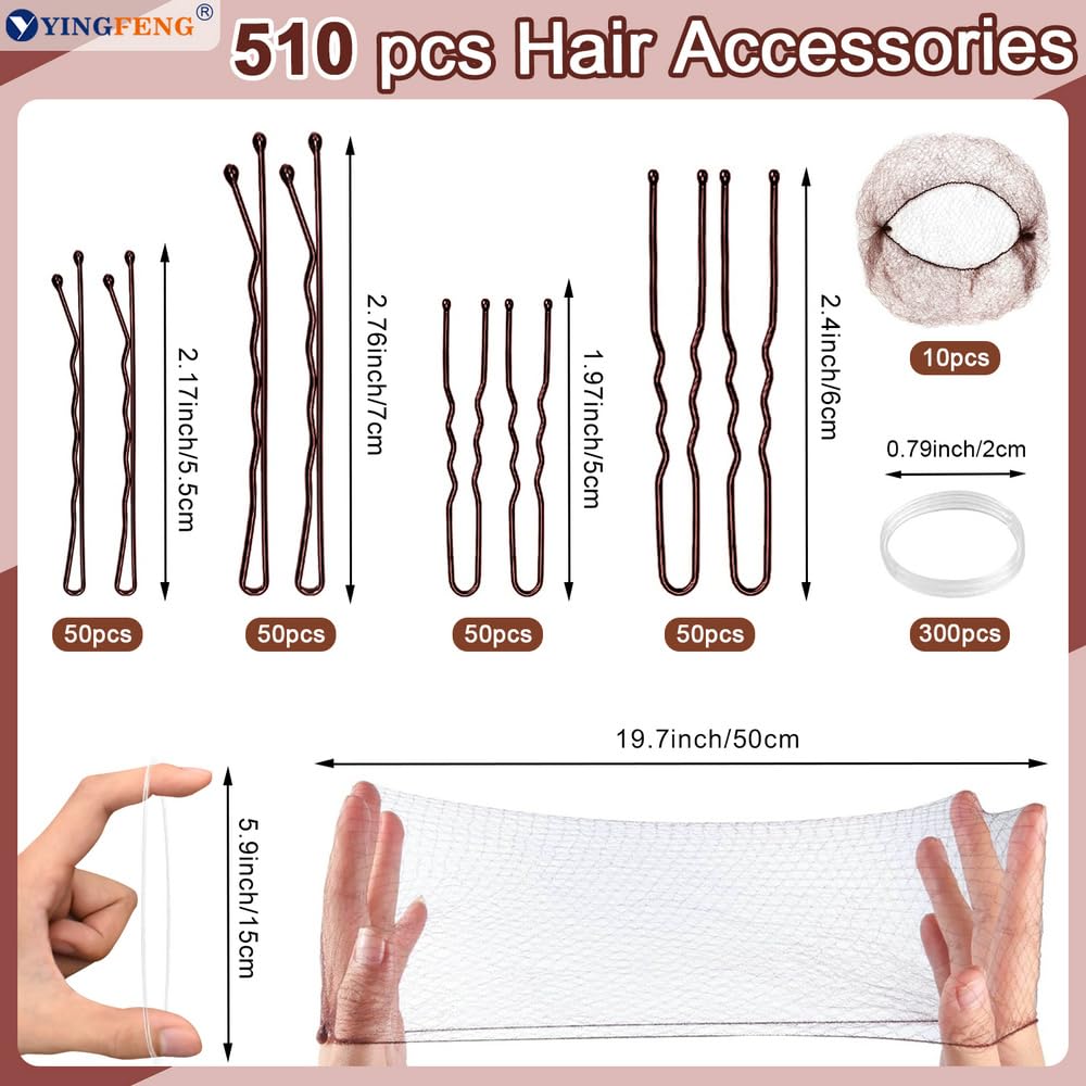 YINGFENG clips en forma de U marrón para peinados