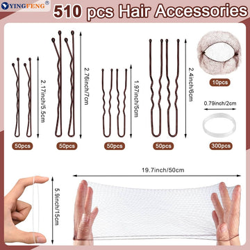 YINGFENG clips en forma de U marrón para peinados