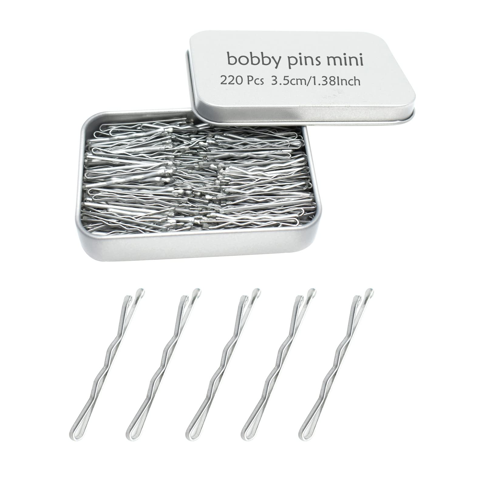 YINGFENG horquillas mini plateadas dentro de una caja metálica, ideal almacenamiento