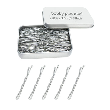YINGFENG horquillas mini plateadas dentro de una caja metálica, ideal almacenamiento
