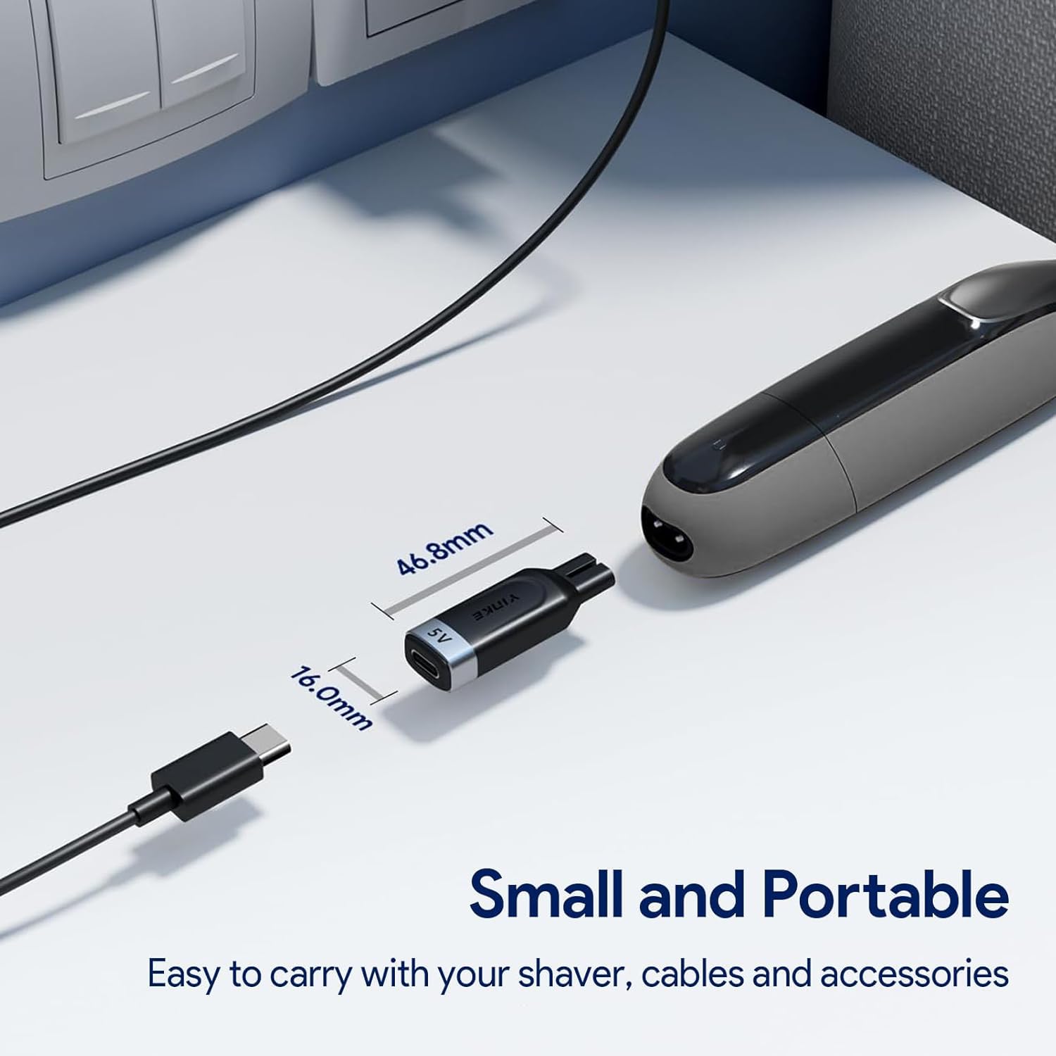 Cable USB-C no incluido, listo para usar con su cable existente.