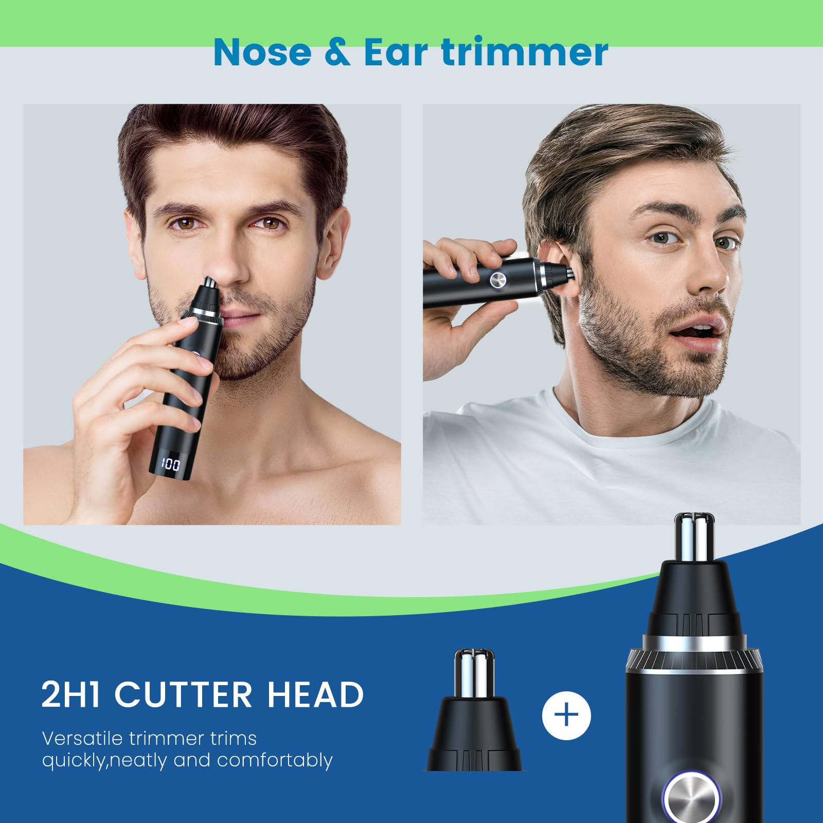 Cortador Yinowt con dos cabezales intercambiables para nariz y cejas.