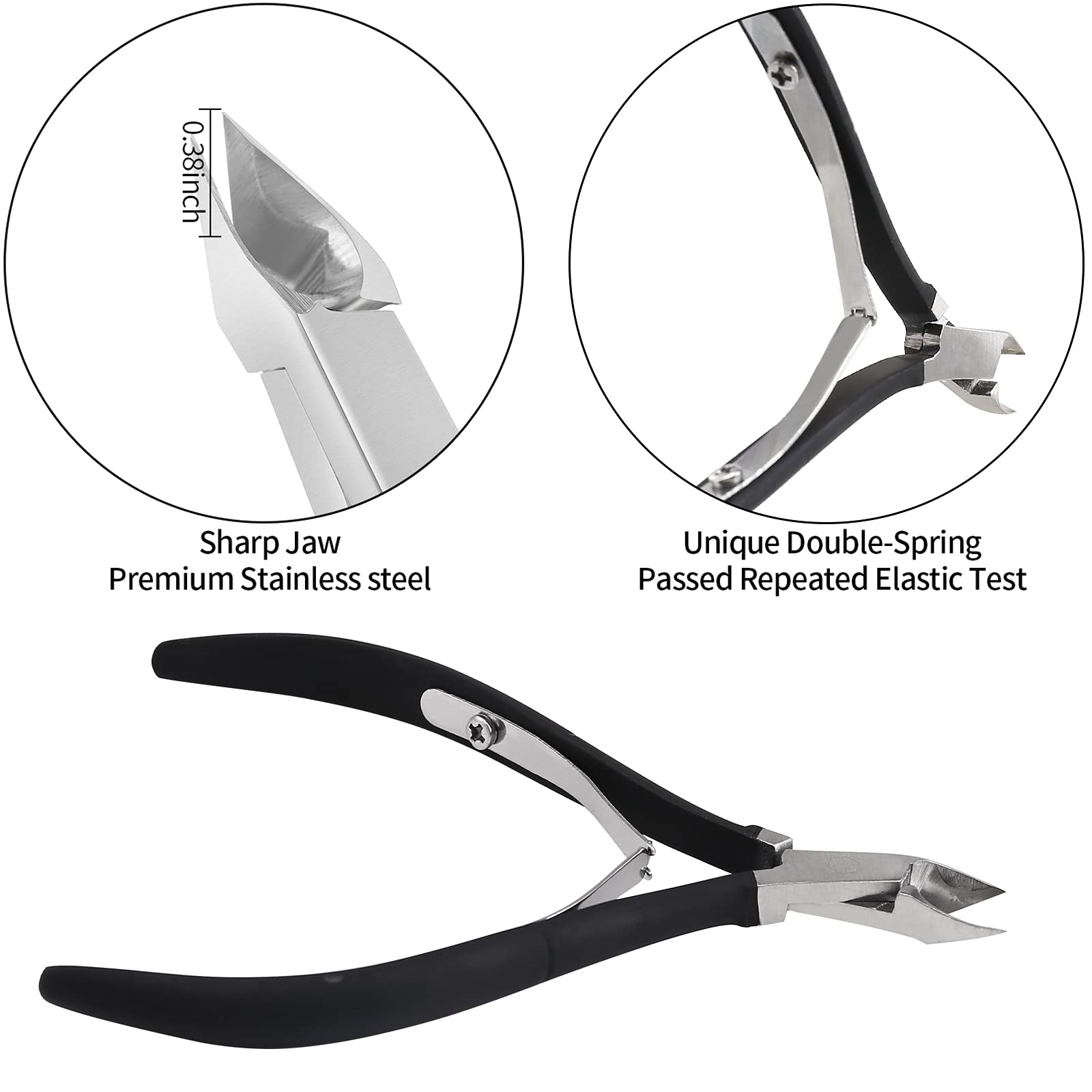 YINYIN empujador de cutícula ergonómico negro, agarre cómodo para un mantenimiento suave.