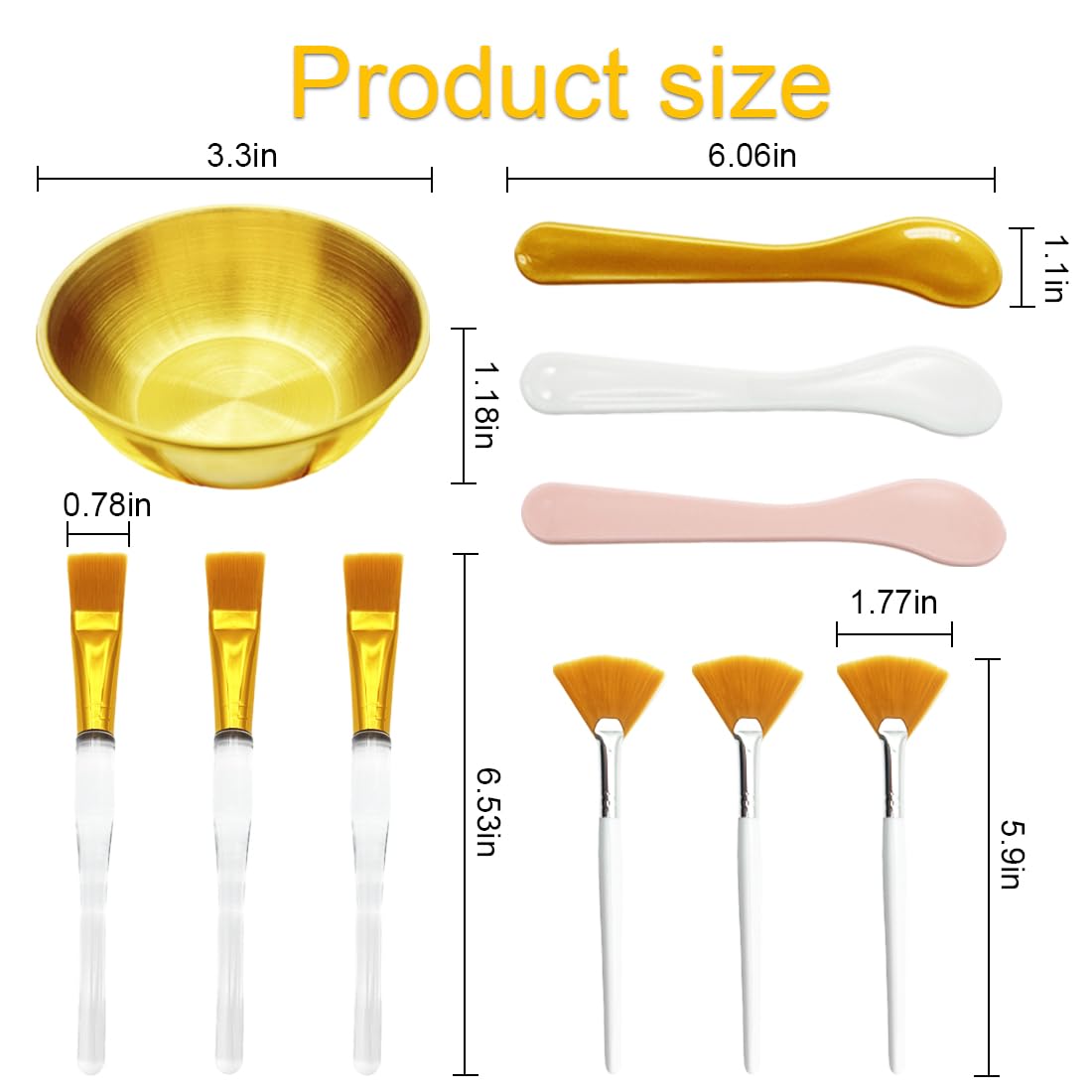 Yiqianhome aplicadores de mascarilla dorados para aplicación uniforme.