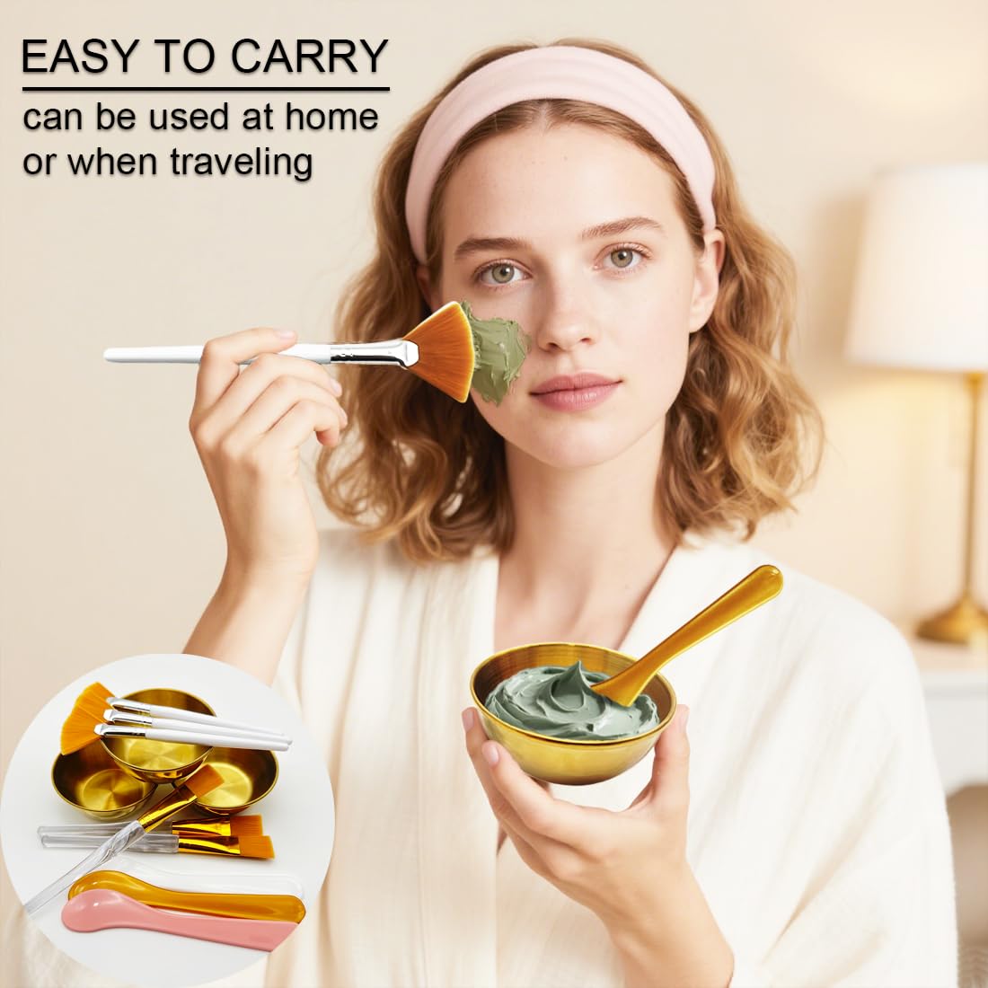 Yiqianhome kit spa portátil y dorado para uso en casa o viaje.