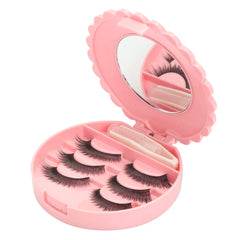 YiQiYi estuche cosmético con espejo para pestanas, compacto y rosa.