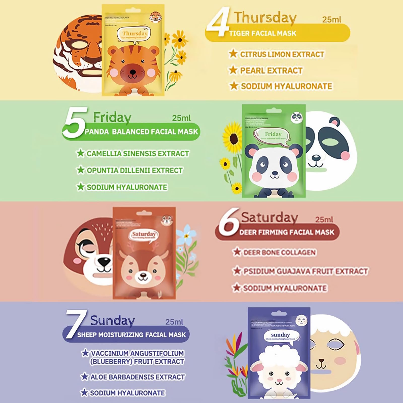 Yishifa mascarilla facial animal panda, calma y hidrata con ingredientes naturales