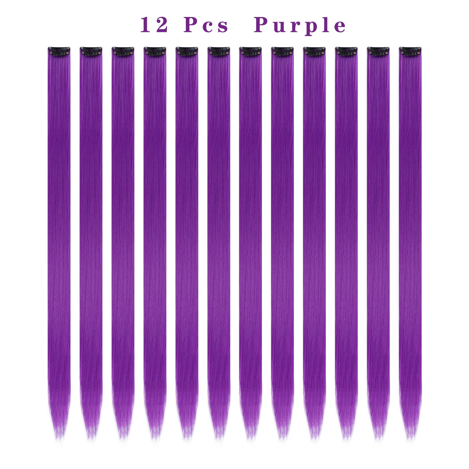 Extensiones sintéticas moradas YISIKUNNUO de 22 pulgadas para uso diario.
