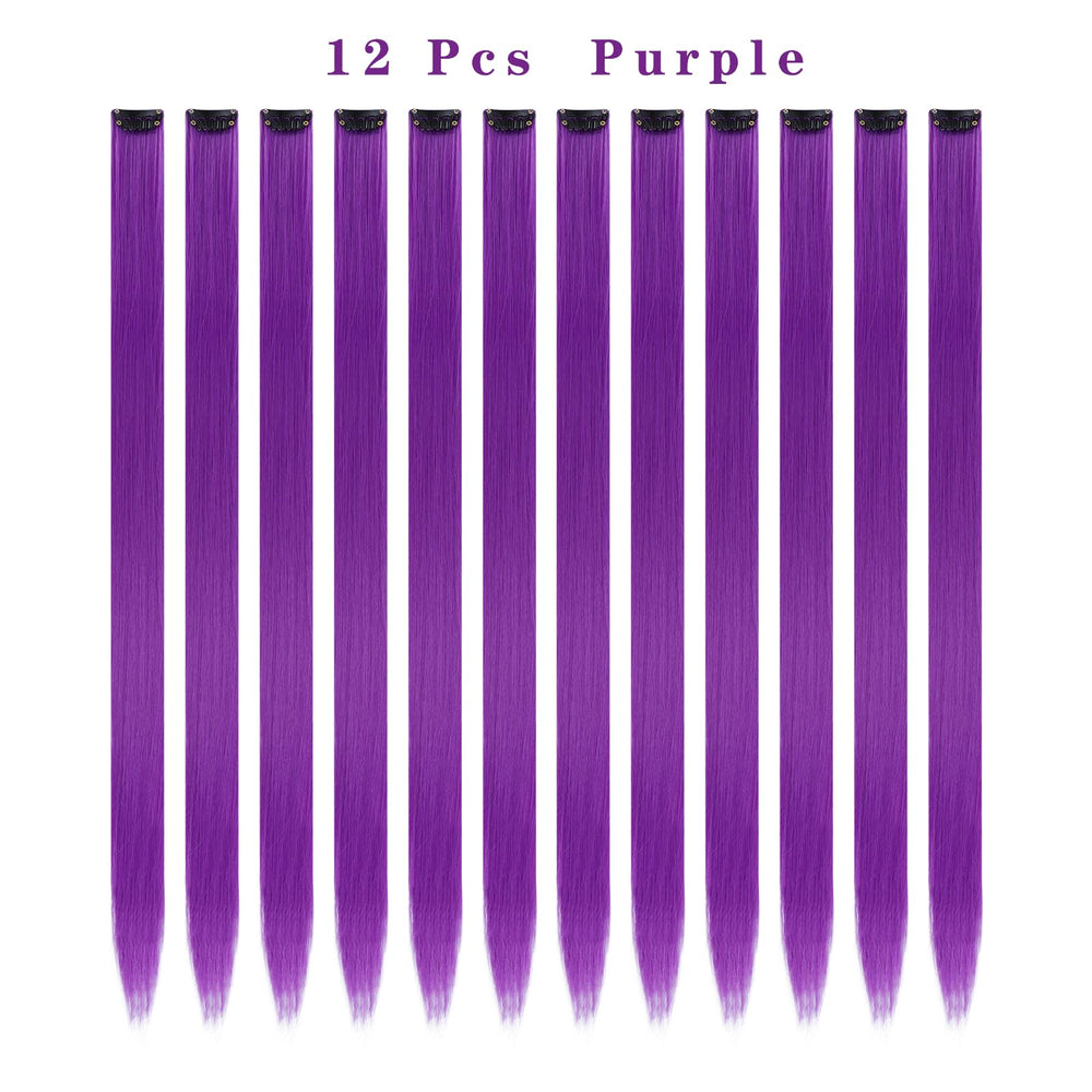 Extensiones sintéticas moradas YISIKUNNUO de 22 pulgadas para uso diario.