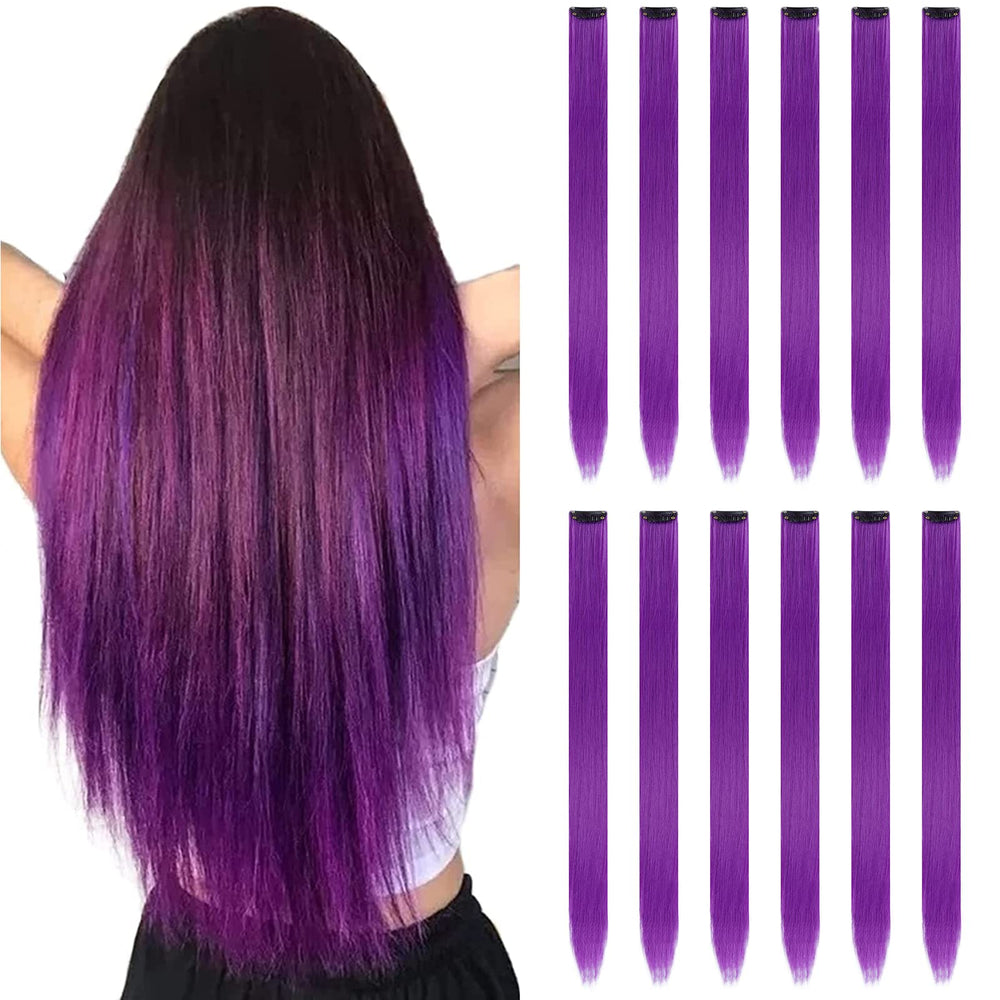 Extensiones moradas YISIKUNNUO de 22 pulgadas para añadir volumen.