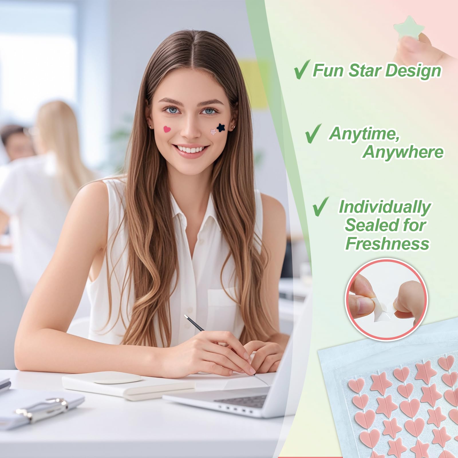 Parches YIWMWIY con diseño brillante y cobertura discreta bajo maquillaje