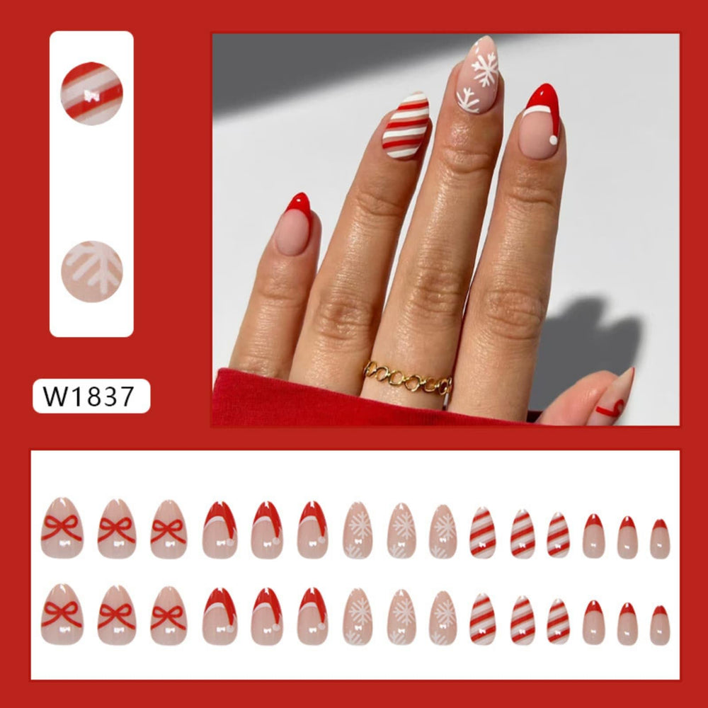 Adhesivo YIYILEIC para uñas navideñas, aplicación sencilla y fijación duradera.