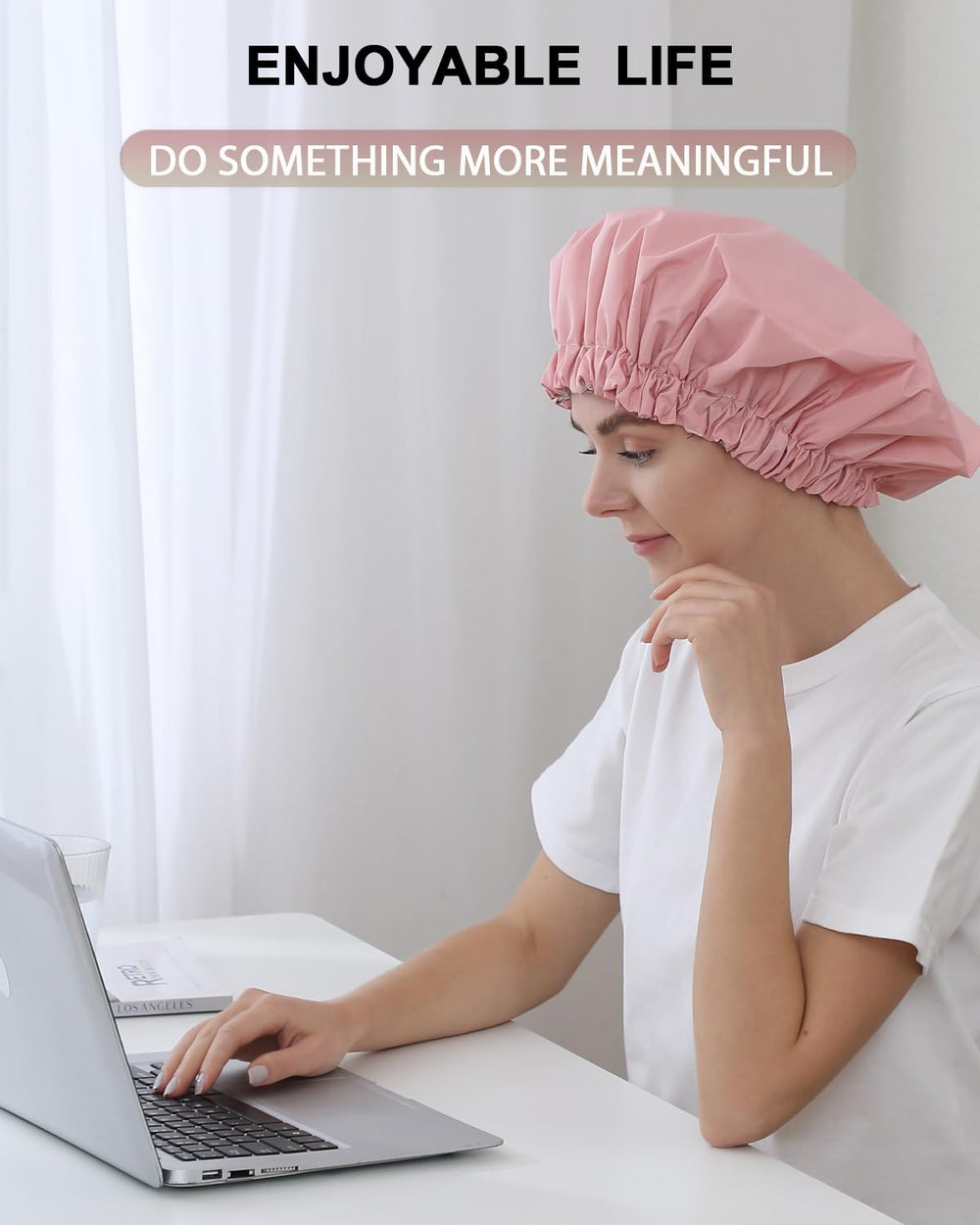Gorro de ducha YIZIJIZI color rosa, diseño moderno para mujeres.