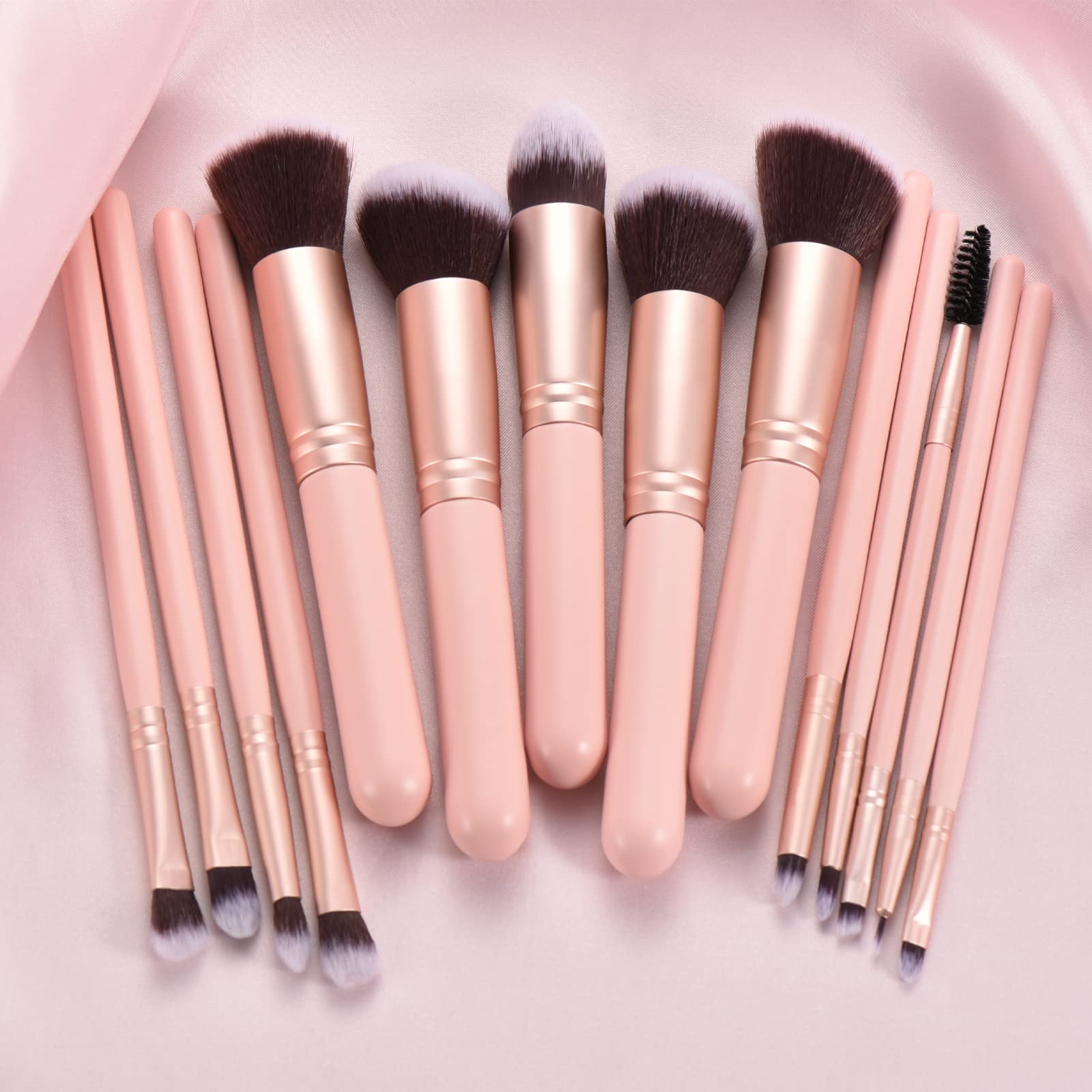 Pincel colorete YJ-Anyue rosa con mango de madera para rubor natural