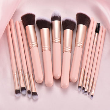 Pincel colorete YJ-Anyue rosa con mango de madera para rubor natural
