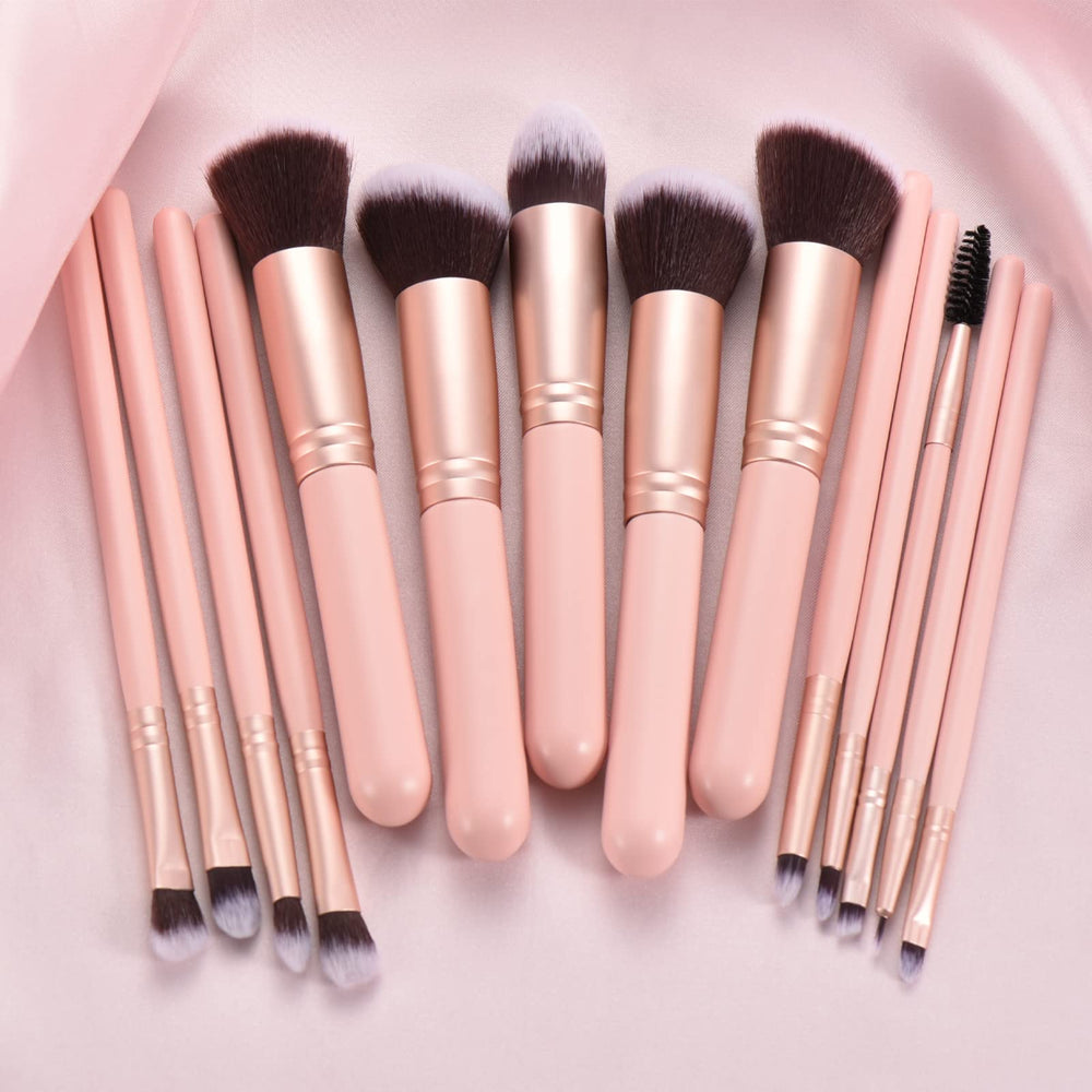Pincel colorete YJ-Anyue rosa con mango de madera para rubor natural