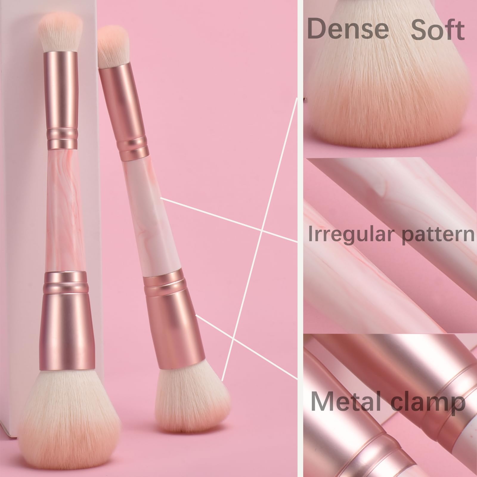 Pinceles duales YJ-Anyue en rosa con doble uso, ahorro espacio.