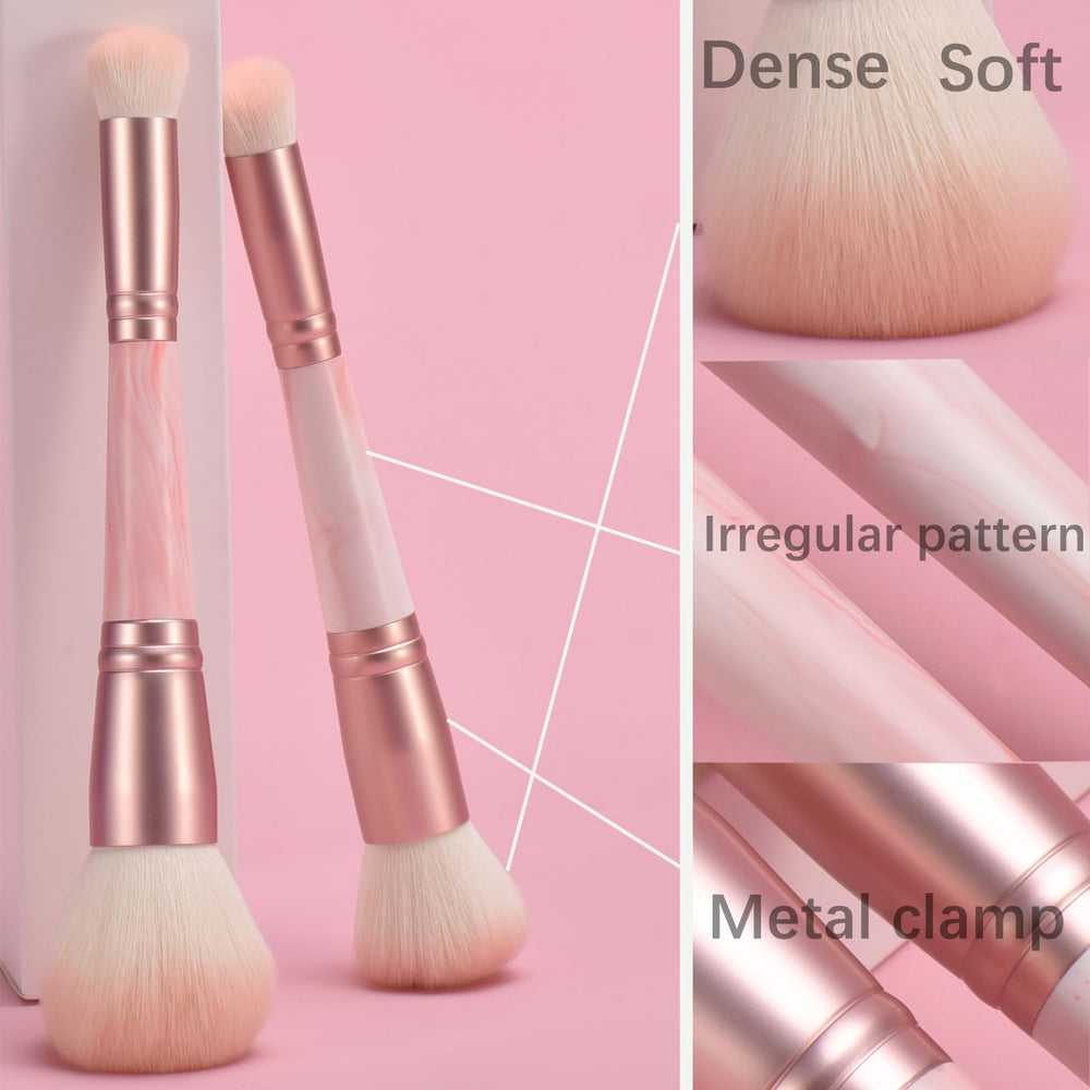 Pinceles duales YJ-Anyue en rosa con doble uso, ahorro espacio.