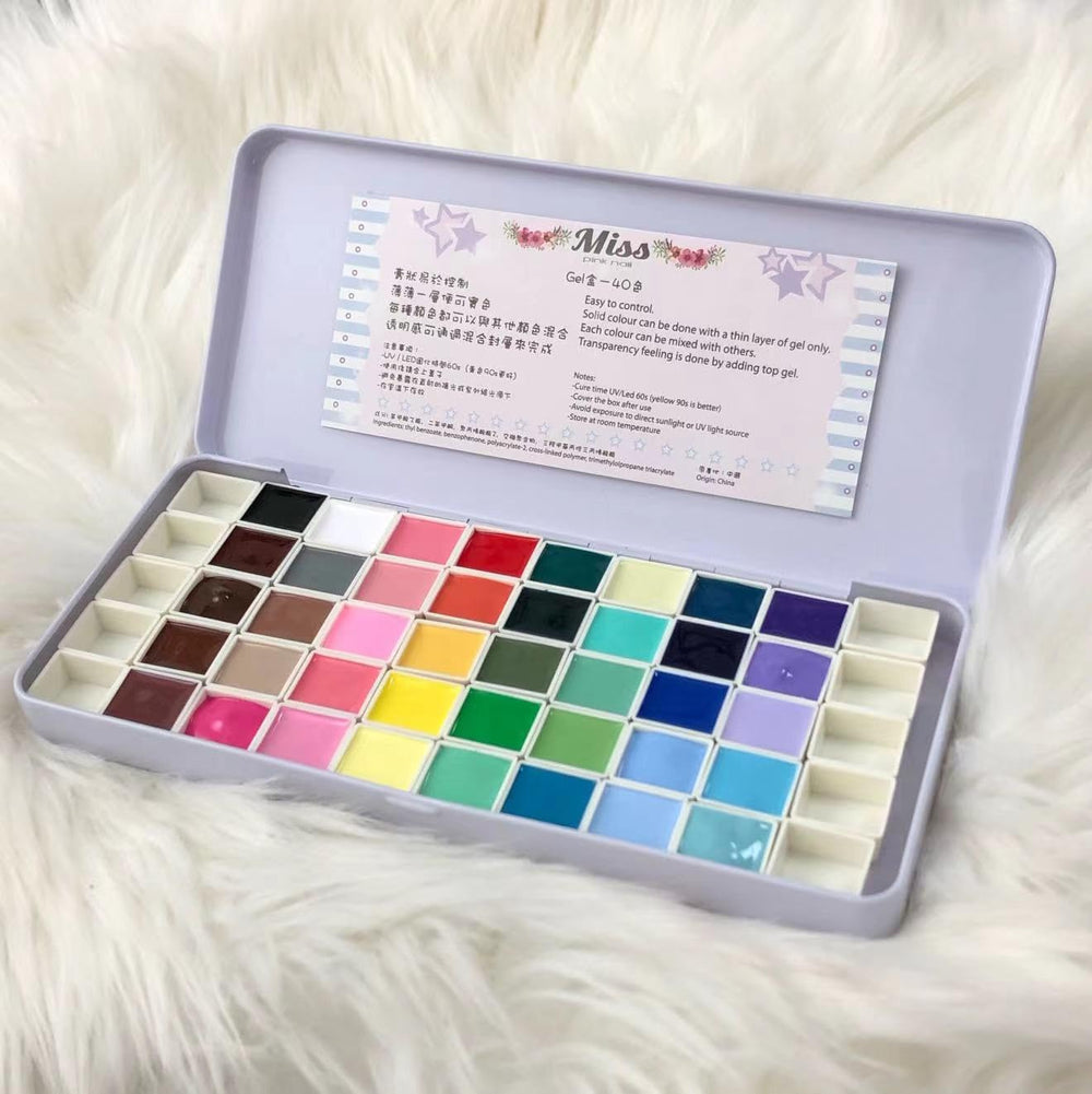 YJMyujimi Gel Paleta Arte Uñas: 40 colores en cubos para degradados precisos